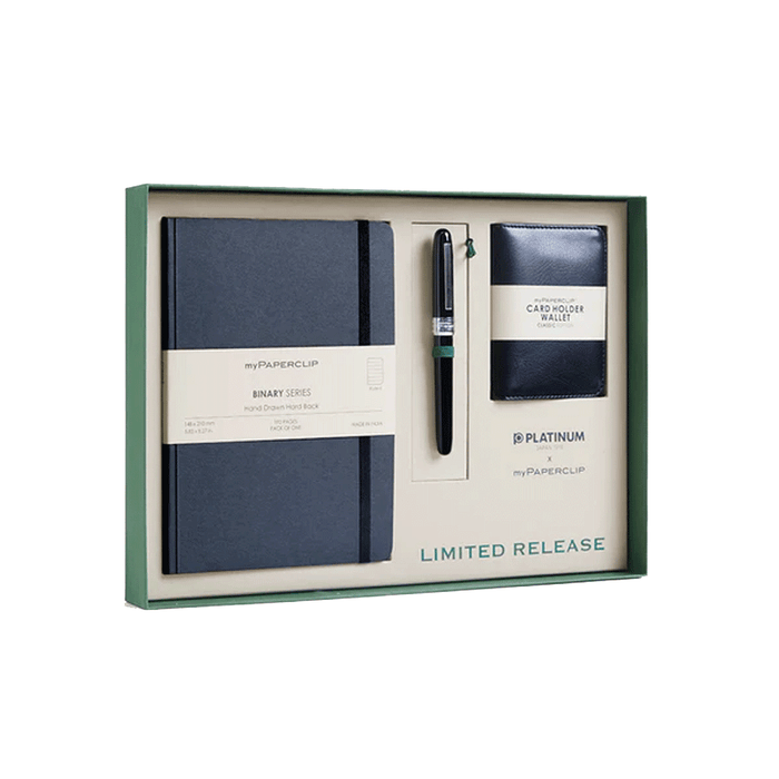 PLATINUM x myPAPERCLIP, Gift Set - F1 BINARY Series NOTEBOOK, PLAISIR & CARD HOLDER WALLET BLACK.