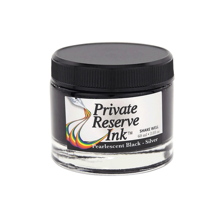 PRIVATE RESERVE, Ink Bottle - PEARLESCENT Inks BLACK-SLIVER (60mL).