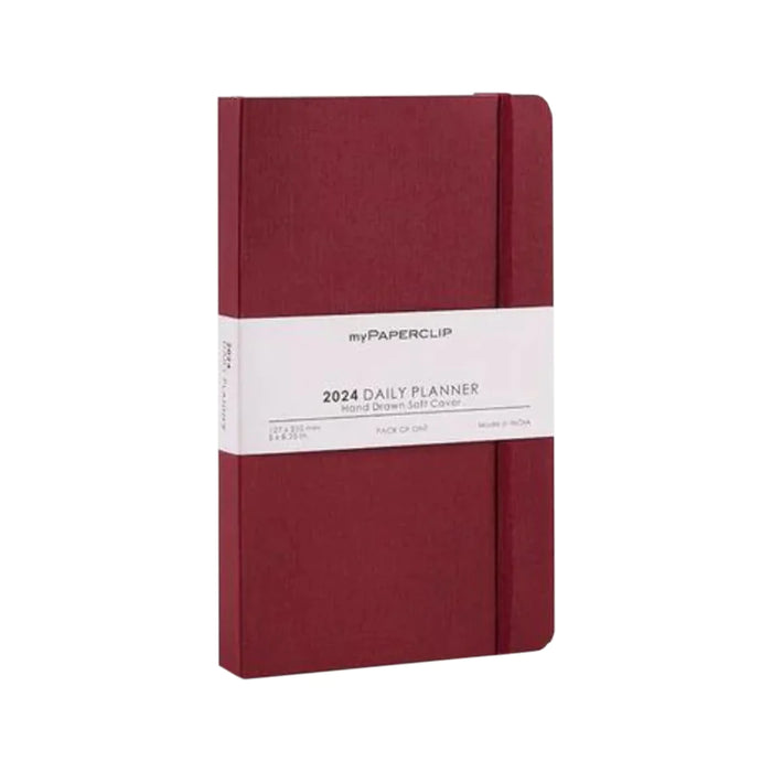 myPAPERCLIP, Daily Planner - M1 384 Pages Claret Year 2024.