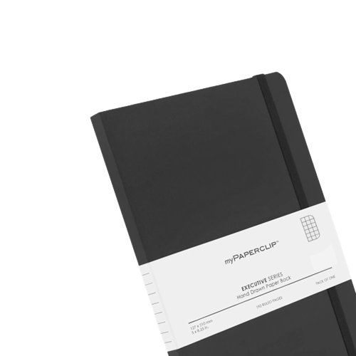 myPAPERCLIP, NoteBook - EXECUTIVE Series 192 Pages BLACK 68 Gsm .