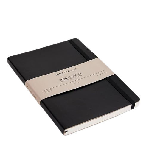 myPAPERCLIP, Weekly Planner - R2 192 Pages PU Black Year 2024.