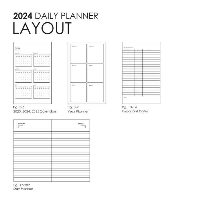 myPAPERCLIP, Daily Planner - M1 384 Pages Aubergine Year 2024.