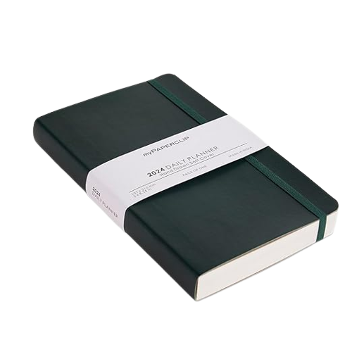 myPAPERCLIP, Daily Planner - M2 384 Pages Green Year 2024.
