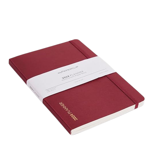 myPAPERCLIP, Weekly Planner - D1 192 Pages Claret Year 2024.