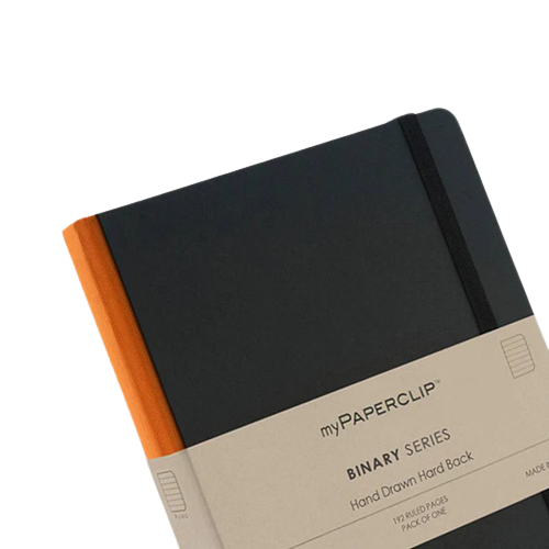 myPAPERCLIP, Notebook - BINARY Series 192 Pages ORANGE Spine