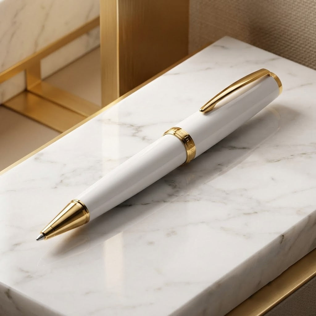 CLEOSKRIBENT, Ballpoint Pen - CLASSIC GOLD WHITE.