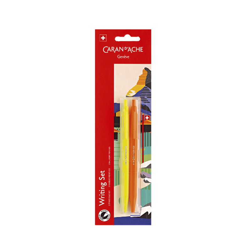 CARAN d'ACHE, Ballpoint Pen - 825 Blister pack FLUROSCENT (2 Pens).