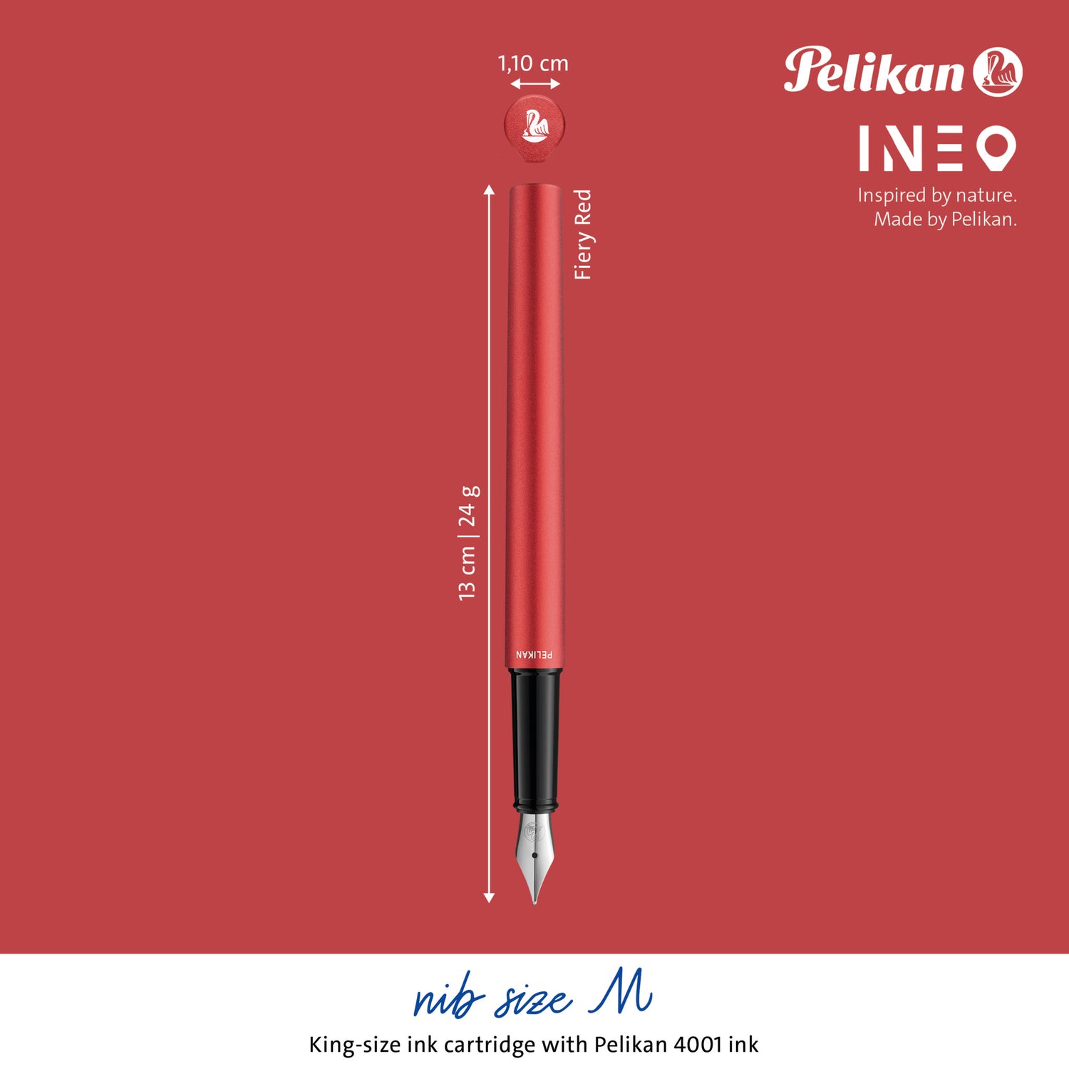 PELIKAN | Fountain Pen | INEO P6 Fiery RED | METAL 