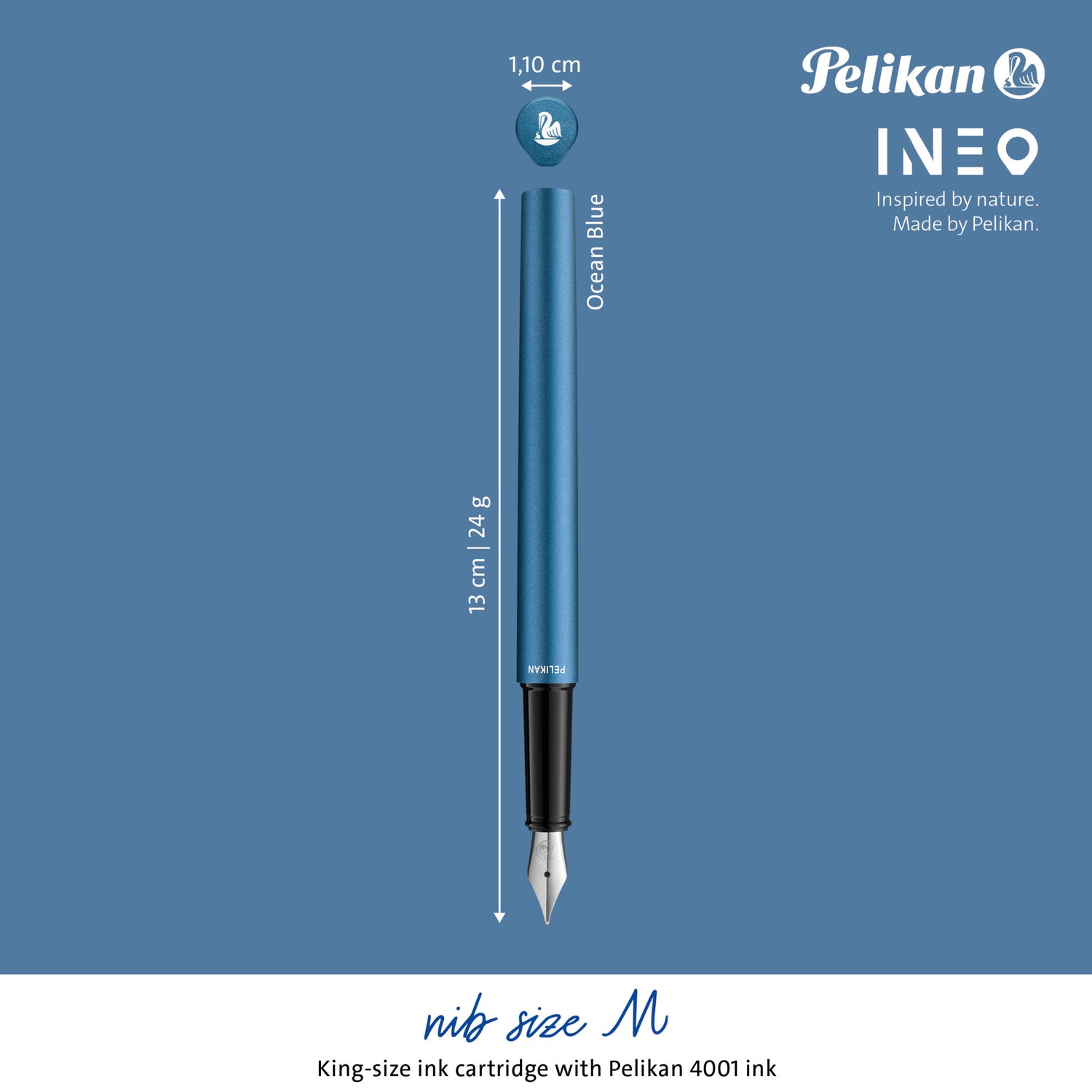 PELIKAN | Fountain Pen | INEO P6 |  Ocean BLUE | METAL 