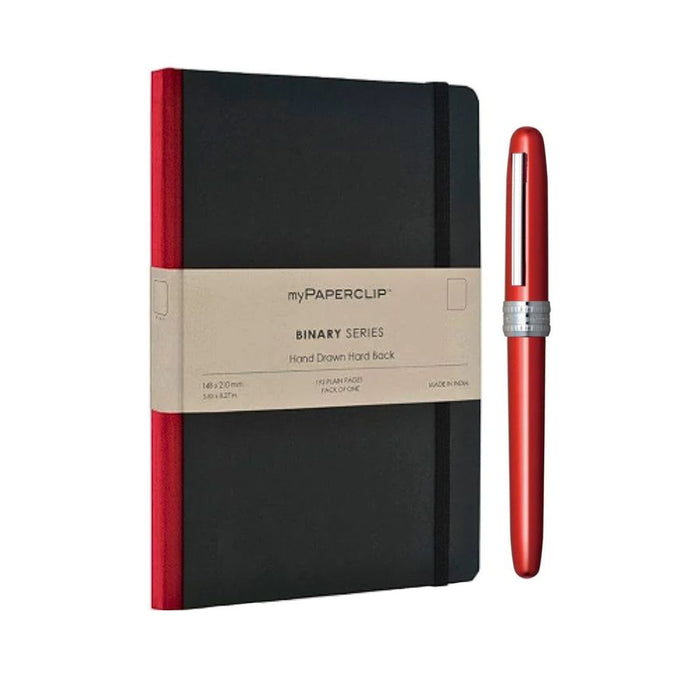 myPAPERCLIP, Gift Set - Combo F3 BINARY Series NOTEBOOK BLACK Spine PLAISIR RED.
