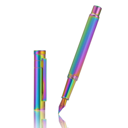 HONGDIAN 1851 Rainbow Fountain Pen with Open Cap and Cap Beside Pen