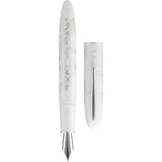 HONGDIAN N23 White Fountain Pen with Open Cap Display and Cap Beside Pen

