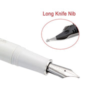 HONGDIAN N23 White Fountain Pen Detail Long Knife Nib Close Up
