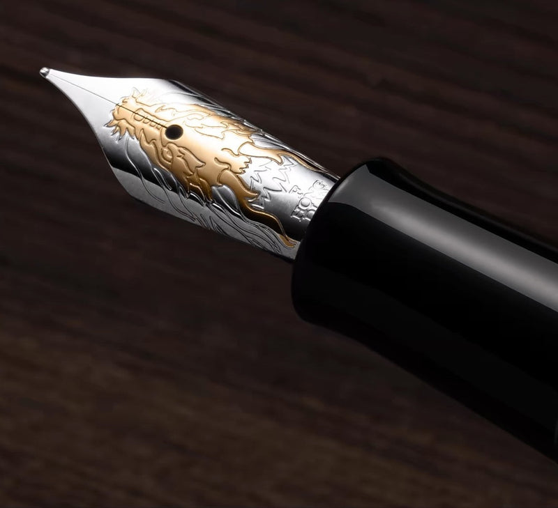 HONGDIAN N24 Gold Brown Fountain Pen Nib Close Up with Detail View
