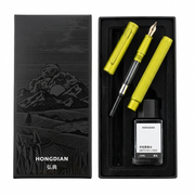 HONGDIAN 1851 LIGHT GREEN Fountain Pen and Ink Bottle Displayed in Open Gift Box
