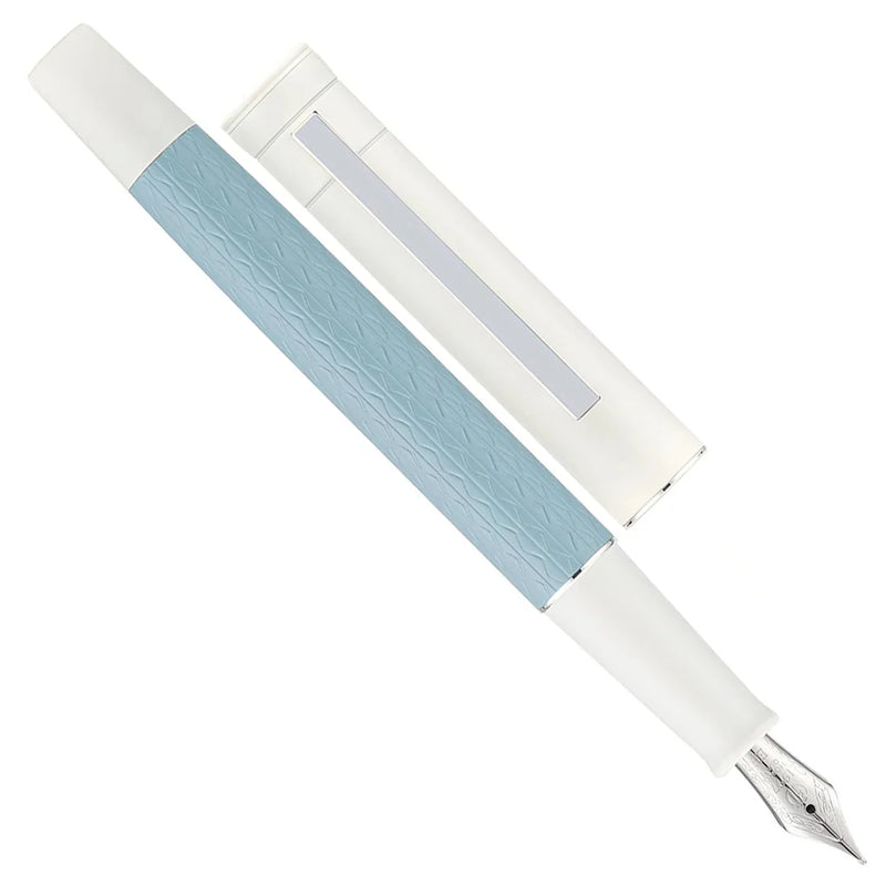 HONGDIAN 1862 Sea Blue Fountain  Pen with Open Cap Display and Cap Beside Pen