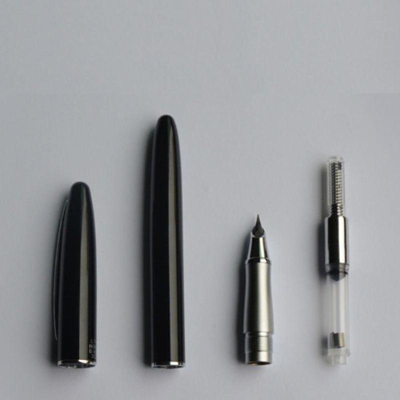 HONGDIAN 560 Black Fountain Pen Cap , Barrel , Nib and Converter View