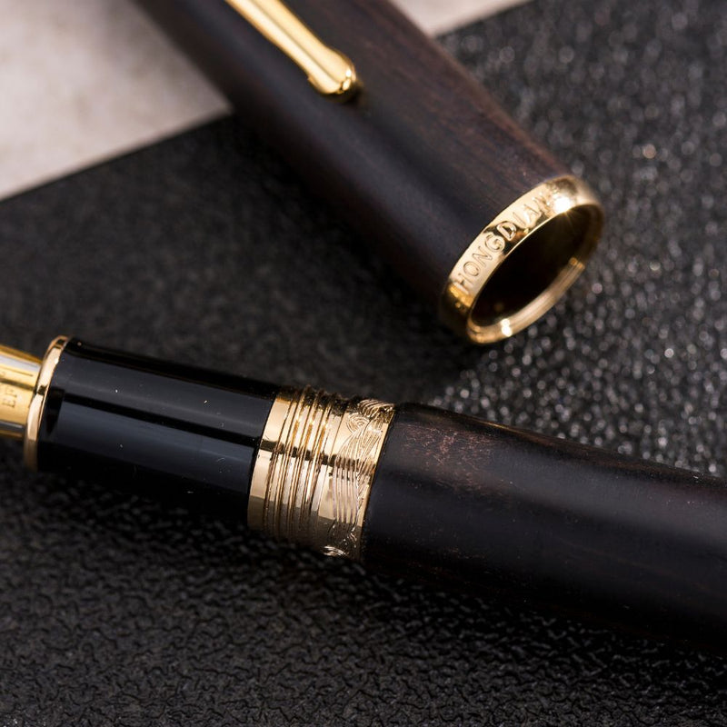 HONGDIAN 660 Black GT Fountain Pen with Cap Beside Barrel