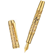 HONGDIAN A6 Gold Fountain Pen with Open Cap Display and Cap Beside Pen
