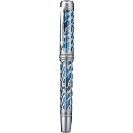 HONGDIAN A6 Silver Blue Fountain Pen with Closed Cap

