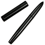 HONGDIAN C1 Black Hooded Nib Fountain Pen with Open Cap and Cap Beside Pen
