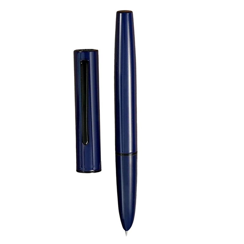 HONGDIAN C1 Blue Hooded Nib Fountain Pen with Open Cap Display and Cap Beside Pen
