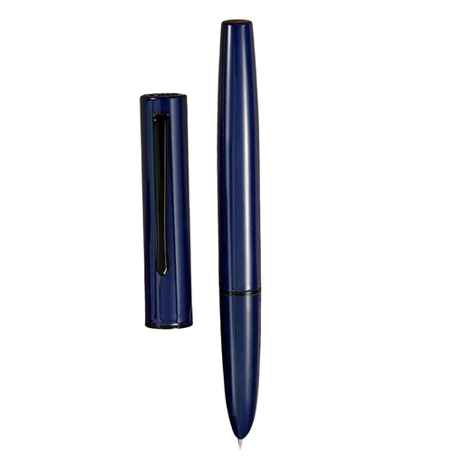 HONGDIAN C1 Blue Hooded Nib Fountain Pen with Open Cap Display and Cap Beside Pen
