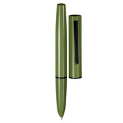 HONGDIAN C1 Green Hooded Nib Fountain Pen with Open Cap Display and Cap Beside Pen

