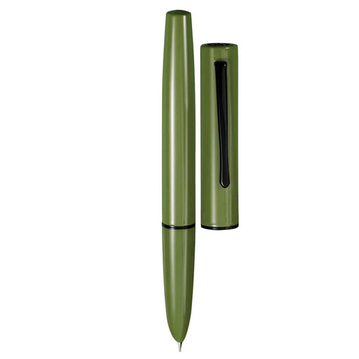 HONGDIAN C1 Green Hooded Nib Fountain Pen with Open Cap Display and Cap Beside Pen
