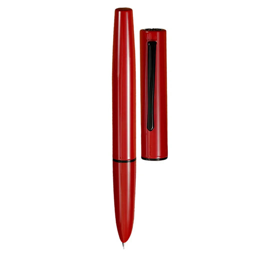 HONGDIAN C1 Red Hooded Nib Fountain Pen with Open Cap Display and Cap Beside Pen
