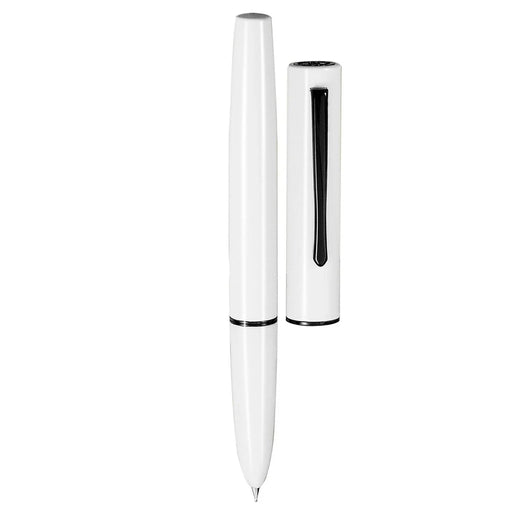 HONGDIAN C1 White Hooded Nib Fountain Pen with Open Cap Display and Cap Beside Pen
