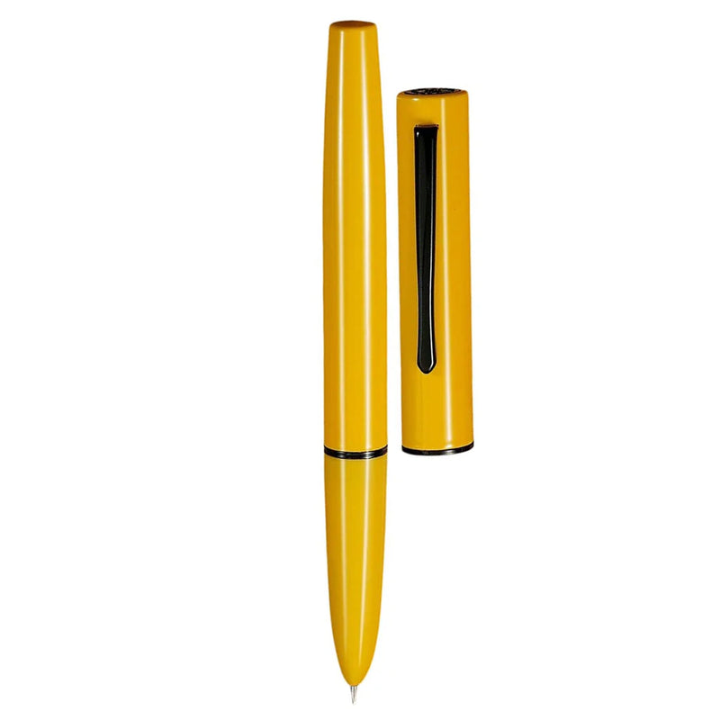 HONGDIAN C1 yellow Hooded Nib Fountain Pen with Open Cap Display and Cap Beside Pen
