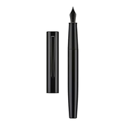 HONGDIAN C2 Black Fountain Pen with Open Cap and Cap Beside Pen
