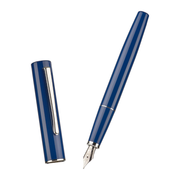 HONGDIAN C2 Blue Fountain Pen with Open Cap and Cap Beside Pen

