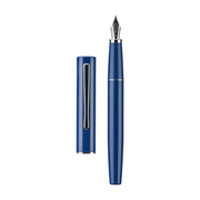 HONGDIAN C2 Blue Fountain Pen with Open Cap Display and Cap Beside Pen