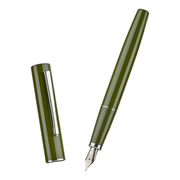 HONGDIAN C2 Green Fountain Pen with Open Cap and Cap Beside Pen
