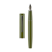 HONGDIAN C2 Green Fountain Pen with Open Cap Display and Cap Beside Pen
