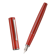 HONGDIAN C2 Red Fountain Pen with Open Cap Display and Cap Beside Pen
