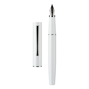 HONGDIAN C2 White Fountain Pen with Open Cap Display and Cap Beside Pen
