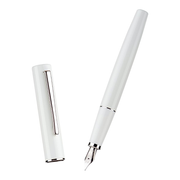 HONGDIAN C2 White Fountain Pen with Open Cap and Cap Beside Pen
