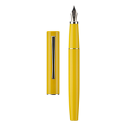 HONGDIAN C2 Yellow Fountain Pen with Open Cap and Cap Beside Pen
