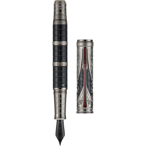 HONGDIAN D5S Black Fountain Pen with Open Cap Display and Cap Beside Pen