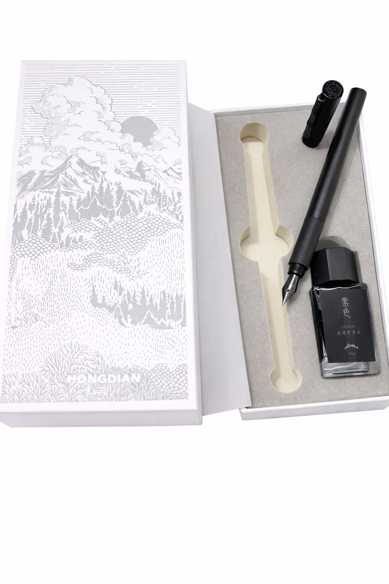 HONGDIAN H3 Black Fountain Pen and Ink Bottle Presentation Gift Box
