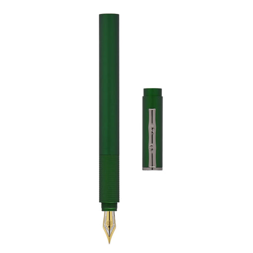 HONGDIAN H3 Green Fountain Pen with Open Cap Display and Cap Beside Pen