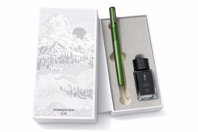 HONGDIAN H3 Green Fountain Pen and Ink Bottle Presentation Gift Box