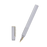 HONGDIAN H3 Silver Fountain Pen with Open Cap and Cap Beside Pen