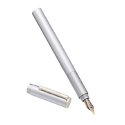 HONGDIAN H3 Silver Fountain Pen with Open Cap Display and Cap Beside Pen