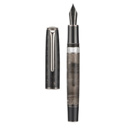 HONGDIAN N7 Piston Series Gray Fountain Pen with Open Cap Display and Cap Beside Pen
