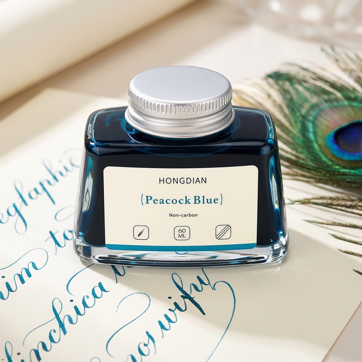 HONGDIAN, Ink Bottle - PEACOCK BLUE 60 mL.