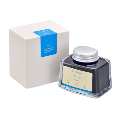 HONGDIAN Blue 60 ml Non Carbon Fountain Pen Ink Bottle with Ink Bottle Box 
